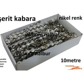 Resim Paket 10 Metre Şerit Kabara Nikel Renk Raptiye Çivi Koltuk Çivisi 