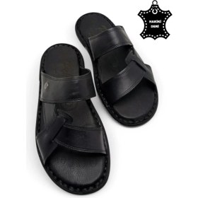Resim Magic Shoes Tamamen Deri ve Topuk Yastıklı Sistemli Ortopedik Erkek Terlik 