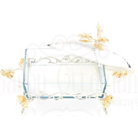 Resim Saray Ottoman Lotus Çiçek Kare Borcam Gümüş 