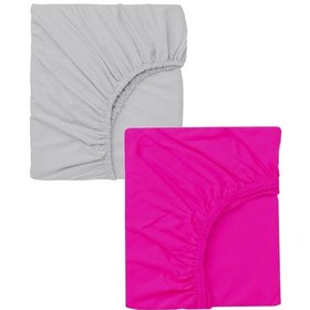 Resim 2 Adet Pamuklu Ve Lastikli 60 X 120 Cm Penye Bebek Çarşaf-fuşya-gri 