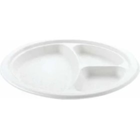 Resim 3 Bölmeli Ekolojik Karton Tabak 26 cm - 25 Adet 