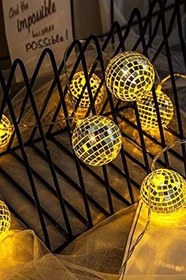 Resim Mobee Mini Disko Topu Dekoratif Süsleme 10 Lu Led Zinciri Pilli Süs Led Şerit Disko Topu Led Işık 1430 
