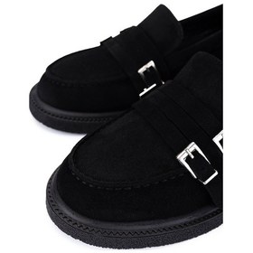 Resim Tamer Tanca Kadın Hakiki Deri Siyah Süet Loafer Ayakkabı 1061 5135 Bn Ayk Sk25-26 Sıyah Suet SIYAH SUET 