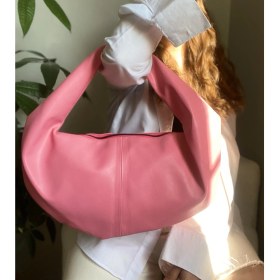 Resim Suni Deri Kadın Omuz Çantası Pembe 