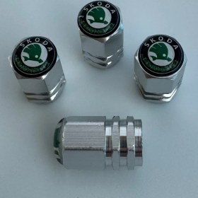 Resim Aksefuar Lazer Skoda ile Uyumlu Logolu Alüminyum Altıgen Sibop Kapağı (Takım) 