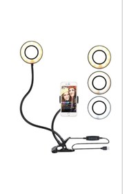 Resim pazariz Led Tripod Işıklı Telefon Tutucu Makyaj Işığı Ring Light 9 Cm Çap 