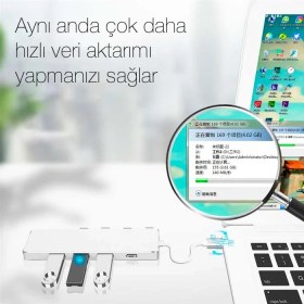 Resim Ally 5 In 1 Type C Dönüştürücü 4 USB Portlu Adaptör Hub Çoklayıcı AL-34942 