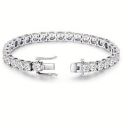 Resim Moissanite tenis bilekliği 18k beyaz altın 4mm D renk VVS1 yuvarlak kesim Moissanite kadın erkek hediye doğum günü yıl dönümü 