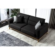 Resim arslinedesıgn Keten Kumaşlı Gürgen İskelet Yatak Olabilen Soft Süngerli Rahat Oturuma Sahip Siyah Relax Kanepe 