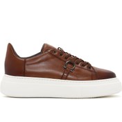 Resim Men's Tan Lace-up Thick-Sole Leather Sneaker Derimod