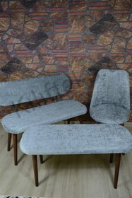 Resim kılıfteks Puf Bench 2 Sandalye Kılıfı Takım 