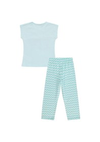 Resim Civil Girls Mermaid Baskılı 6-9 Yaş Pijama Takımı - Yeşil Açık Mint 