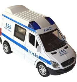 Resim Çek Bırak Metal Sesli ve Işıklı Polis Minibüsü 