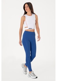 Resim U.S. Polo Assn. Kadın Saks Mavisi Yüksek Bel Spor Tayt 50312978-VR045 