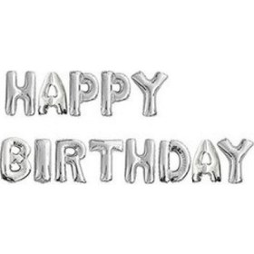 Resim Happy Birthday Folyo Balon Gümüş 