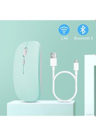 Resim Apple Uyumlu iPad Şarj Edilebilir Sessiz Mouse Bluetooth + 2.4hz Wifi Ka 