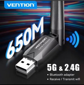Resim Vention AC650M Wifi+Bluetooth Wifi Adaptörü CE/FC /ROHS Lisanslı Çift Bant Süper Hızlı 650Mbps 5Ghz/2.4Ghz 