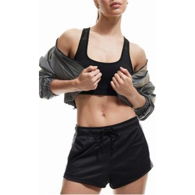 Resim Koton Yüksek Bel Bağcıklı Cep Detaylı Rahat Kesim Renk Bloklu Mini Spor Şort Antrasit 5sak40263nk Antrasit 