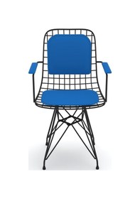 Resim Knsz kafes tel sandalyesi 1 li mazlum syhmvi kolçaklı sırt minderli ofis cafe bahçe mutfak 