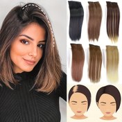 Resim 25.4 Cm Short Straight Synthetic Hair Extensions For Women Invisible Straight Hair Pads Clip In Hair Extensions Increase Hair Volume 