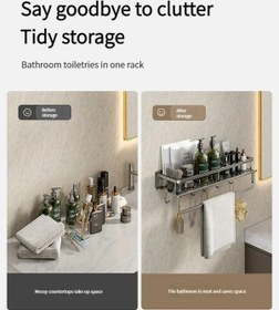 Resim Banyo Rafı Banyo Rafı Tuvalet Alanı Alüminyum Asılı Raf Banyo Gri 