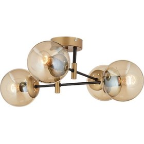 Resim Maral 4Lü Siyah Eskitme Bal Camlı Modern Genç Odası Yatak Odası Retro Salon Avize 