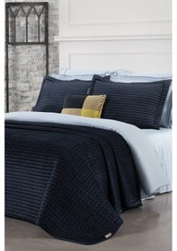 Resim Sarev Dustin Lacivert Çift Kişilik Yatak Örtüsü Seti 