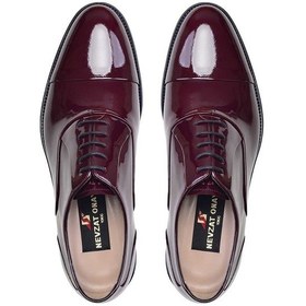 Resim Klasik Bağcıklı Oxford Bordo Rugan Erkek Ayakkabı -11837 