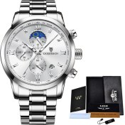 Resim Hanyang Tüm Beyaz S Lıge Yeni Büyük Erkek Saatler Üst Marka Lüks Paslanmaz Çelik Kuvars Izle Erkekler Spor Tarihi Erkek Saat Su Geçirmez Kol Saati Erkekler Için (Yurt Dışından) 