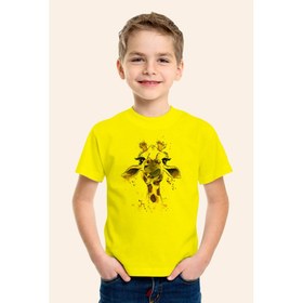 Resim Karya ButikWatercolor Giraffe Zürafa Baskılı Sarı Çocuk T-Shirt 