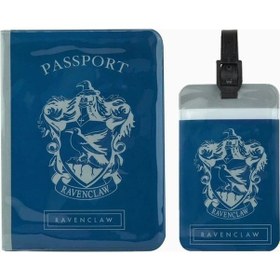 Resim Cinereplicas Harry Potter Ravenclaw Pasaport Kılıfı Ve Valiz Etiketi Seti Kartlık Cüzdan Mavi 