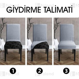 Resim Faiend Yıkanabilir Likralı Esnek Lastikli Sandalye Kılıf Örtü Gri 