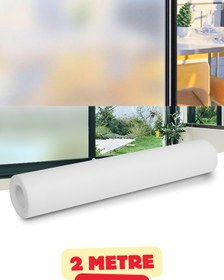 Resim UV Engelleyici Buzlu Cam Film Kendinden Yapışkanlı Folyo Duşakabin Balkon Cam Filmi 2m x 60cm 