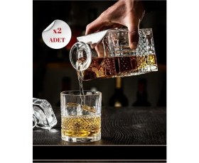 Resim Hubby Chef Viski Kokteyl Bardağı Kadehi 360 Dönen Cam Bardak 2li Set 300ML 