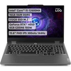 Resim Lenovo LOQ 15IAX9 83GS00L5TR i5-12600HX 16 GB 512 GB SSD RTX4050 15.6" Free Dos Dizüstü Bilgisayar 