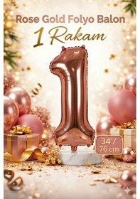 Resim 34" Folyo Rakam 76cm "1" Rose Gold Rose Gold 