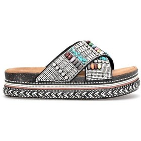 Resim Elit Btbsj03 Kadın Taşlı Düz Terlik Siyah Siyah 