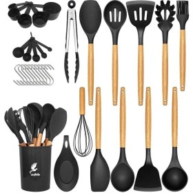 Resim Valletta Mikla Isıya Dayanıklı Yanmaz Yapışmaz 33 Parça Silikon Spatula Mutfak Seti Siyah 