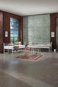 Resim Unimet Armas Genç Çocuk Yatak Odası Metal Ranza Ve Karyola 90x200 Beyaz (AHŞAP LATALI) 