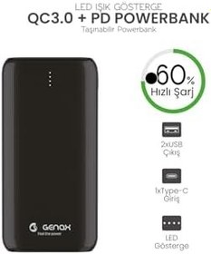 Resim 23.000 mAh 25W Powerbank - Xiaomi Redmi Note 13 Serisi ile Uyumlu, 502SGNXY134 