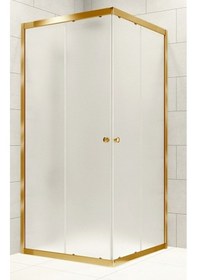 Resim Durul Duşakabin Kare Altın Profil Buzlu Cam Buzlu 