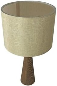 Resim Bohhem Ahşap Konik Gövdeli Dizayn Abajur Kumaş Başlık Pudra Pudra 