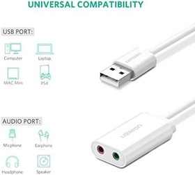 Resim Ugreen Harici 3.5 mm USB Ses Kartı, Beyaz 