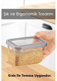 Resim 12'li Sızdırmaz Kapaklı Kaşıklı Baharatlık Seti - Etiketli Baharat Saklama Kabı - 12 X 580 Ml Gri 