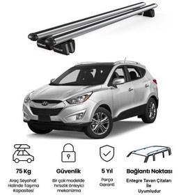 Resim Pençe Hyundai Tucson Ara Atkı 2010-2015 Uyumlu Gri Ara Atkı Port Bagaj Tavan Barı 