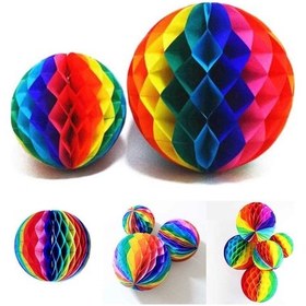 Resim Gökkuşağı Renkli 30 Cm Rengarenk Kağıt Süs Fener 1 Adet Diğer 