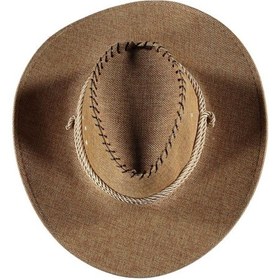 Resim Reva Kovboy Model Fötr Bağlamalı Güneşten Koruyan Fötür Şapka Açık Kahve 