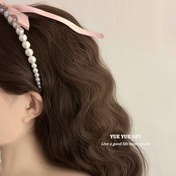 Resim 1 adet Pembe Kurdele ve Kurdele ile Şık Fransız Retro Saç Bağlama Aracı - Şık İnci Detay, Ev, Ofis ve Dış Mekan Etkinlikleri için Uygun, Noel Saç Aksesuarı | Pastel Kurdele Tasarımı | İnci Süslemeleri, Saç Aksesuarı 