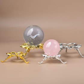 Resim 1 adet Metal Kristal Top Küre Tutucu, Cam Küre Gösteri Standı, Kelebek Tasarımı Metal Top Standı Metal Yumurta Standları Masaüstü Ofis Ev Dekoru için 