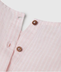 Resim United Colors of Benetton Kız Çocuk Toz Pembe Keten Karışımlı Tamamı Desenli Çiçek Aplikeli Arkası Düğmeli Kolsuz Gömlek 